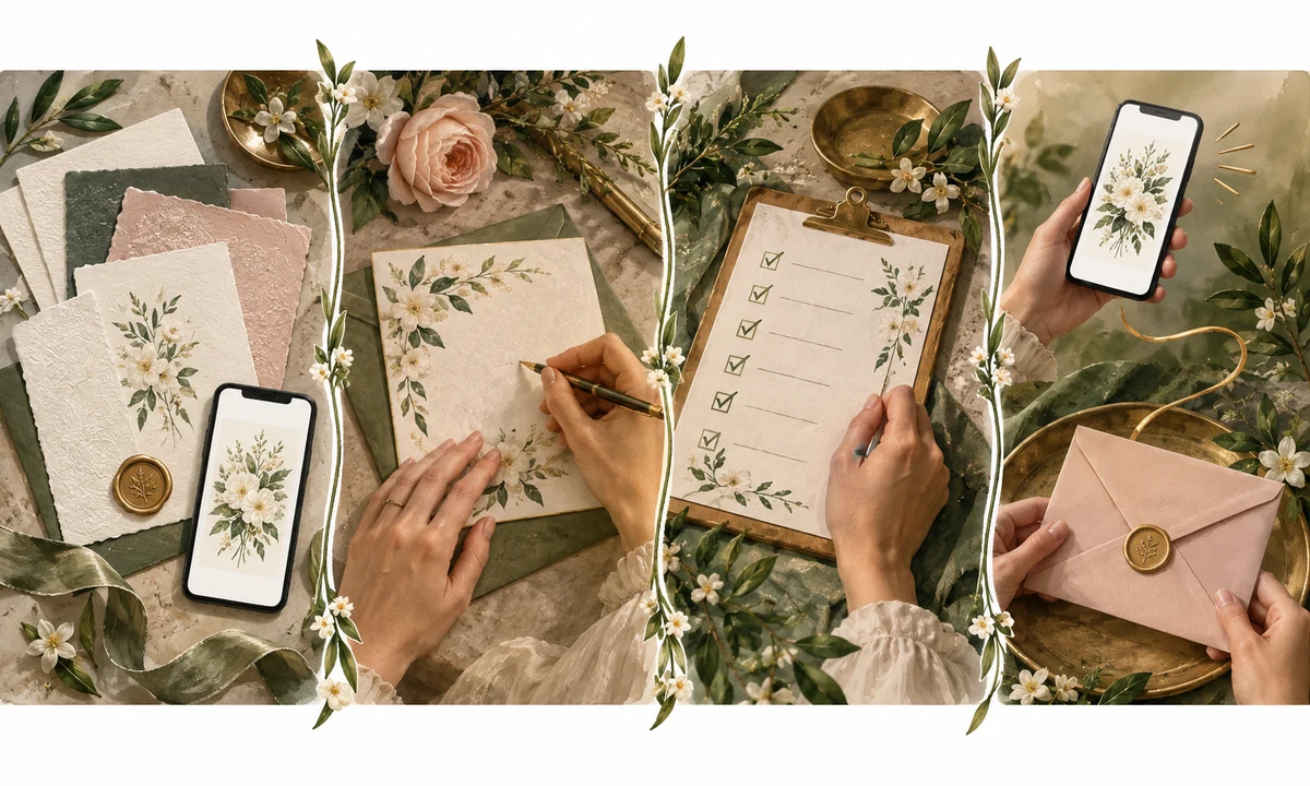Step-by-step visual guide for wedding invites