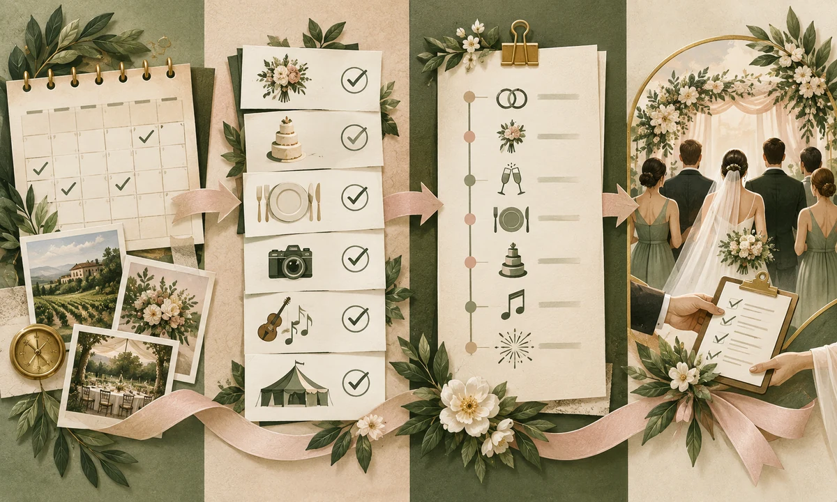 Step-by-step visual guide for wedding planning checklist