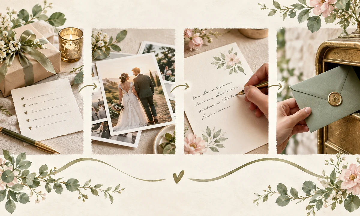 Step-by-step visual guide for wedding thank you cards