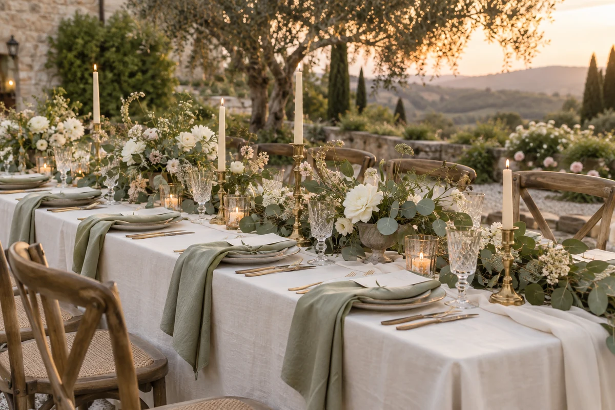 Realistic wedding editorial photograph illustrating wedding themes